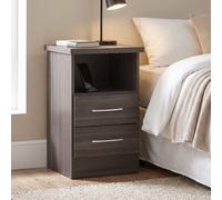 Seconique Nevada Bedside 2 Drawer In Black Wood Grain Effect Metal Runners Handles