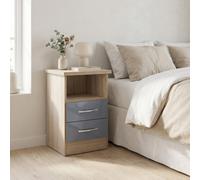 Nevada Bedside 2 Drawer in Grey and Oak Effect Metal Runners Handles