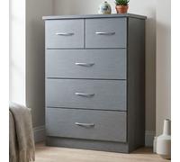Nevada 3+2 Chest of Drawers 3D Grey Bedroom Storage Cabinet Furniture Unit