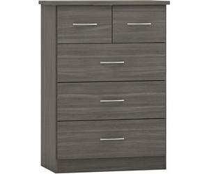 Nevada 3+2 Drawer Chest - Black Wood Grain Effect, Flat-Pack Bedroom Storage
