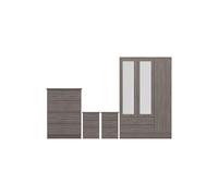 Nevada 3 Door 2 Drawer Mirrored Wardrobe Bedroom Set Seconique Black One Size