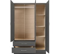 Seconique Nevada 3 Door 2 Drawer Wardrobe - 3D Effect Grey, Grey