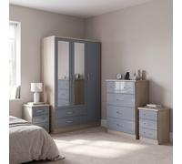Zenith 3 Door 2 Drawer Wardrobe Bedroom Set Grey