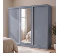 Seconique Nevada 3 Door Sliding Wardrobe In Grey Gloss Finish