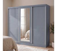 Seconique Nevada 3 Door Sliding Wardrobe In Grey Gloss Finish
