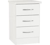 NEVADA 3 DRAWER BEDSIDE - WHITE GLOSS - SECONIQUE | TJ Hughes