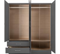 Nevada 4 Door 2 Drawer Wardrobe - 3D Effect Grey