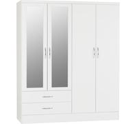 Nevada 4 Door 2 Drawer Wardrobe - White
