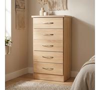 (5 Drawer Narrow Chest) Nevada Bedroom Furniture Range - Sonoma Oak Effect