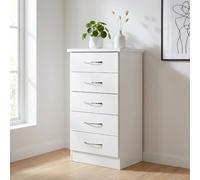 Seconique Nevada 5 Drawer Narrow Chest White Gloss