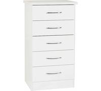 NEVADA 5 DRAWER NARROW CHEST - WHITE GLOSS - SECONIQUE | TJ Hughes