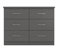 Nevada 6 Drawer Chest 3D Effect Grey Sizes (CM) W 120 x D 46 x H 89.5
