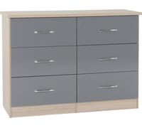Seconique Nevada 6 Drawer Grey and Light Oak Effect Chest of Drawers - Wilko