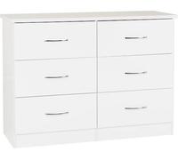 Seconique Nevada 6 Drawer White Chest of Drawers - Wilko