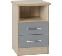 Nevada Bedside 2 Drawer in Grey and Oak Effect Metal Runners Handles