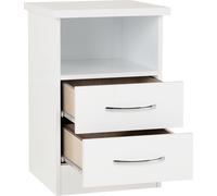 Nevada Bedside 2 Drawer in White Metal Runners Handles