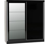 Nevada Black Gloss 2 Door Sliding Wardrobe-Seconique