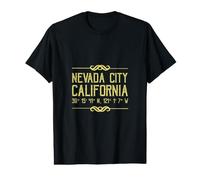 Nevada City, California - Gold Rush Mining Town Coordinates Value Graphic T-Shirt