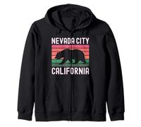 Nevada City California Retro Bear Vintage Historic Sierra Zip Hoodie