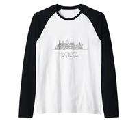 Nevada City Skyline - Hand Drawn Travel Art Souvenir Raglan Baseball Tee
