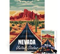 Nevada Desert Road Poster 1000 Piece Jigsaws for Teenagers Brain Workout Toy Easy Leisure Image Assembly Stylish Gift (50x75cm)