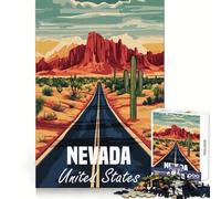 Nevada Desert Road Poster Jigsaw Puzzles for Adults1000 Piece Intellect Toy Stress Relief Precise Cut Perfect Present (38x26cm)