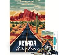 Nevada Desert Road Poster Teenagers Puzzles 1000 Piece Jigsaws Smart Reason Toy Indoor Play Smooth Edge Art Collection Piece (38x52cm)