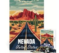Nevada Desert Road Poster Teenagers Puzzles 1000 Piece Jigsaws Smart Reason Toy Indoor Play Smooth Edge Art Collection Piece (38x52cm)