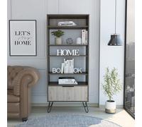 Core Products Nevada Single Door 5 Shelf Smoke Oak Effect Display Bookcase - Brown - Wilko