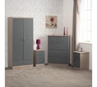 Zenith 2 Door 1 Drawer Wardrobe Bedroom Set Grey