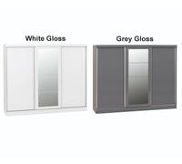 Seconique Nevada 3 Door Sliding Wardrobe With Mirror In White Gloss Finish