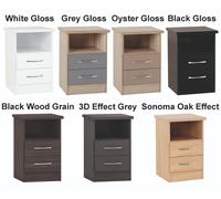 Seconique Nevada 2 Drawer Bedside In White Gloss