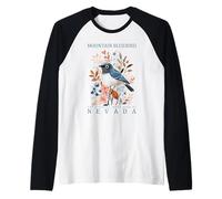 Nevada Mountain Bluebird State Bird Avian Art Raglan Baseball Tee