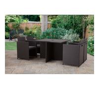 Nevada Rattan Garden Patio Dining Set by Royalcraft - 4 Seats Grey Cushions