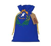 Nevada State Flag Linen Drawstring Gift Bag Xmas Party Candy Bag Reusable Storage Pouches