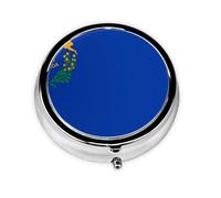 Nevada State Flag This Small, Round, Three-Compartment Travel Pill Box is Perfect for Storing Daily medications, Vitamins, and on-The-go.