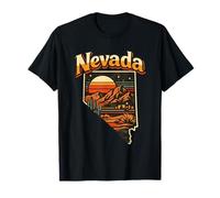 Nevada State Retro Desert Sunset Mountain Landscape T-Shirt