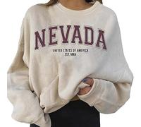 Nevada Sweatshirts For Women Round Neck Letter Graphic Cute Pullover Relaxed Fit Long Sleeve Hoodie Teen Girls Fall Clothes 2024 New