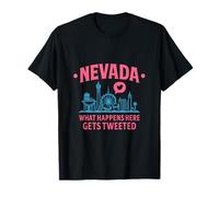 Nevada What Happens Here Gets Tweeted Las Vegas Skyline T-Shirt