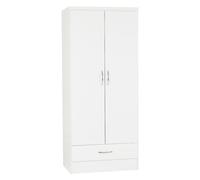 Nevada White Gloss 2 Door 1 Drawer Double Wardrobe Bedroom Storage