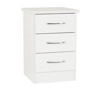 Nevada White Gloss 3 Drawer Bedside Table Cabinet Chest Nightstand Storage