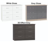 Seconique Nevada 6 Drawer Chest White Gloss
