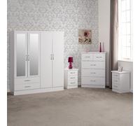 Seconique Nevada 4 Door 2 Drawer Mirrored Wardrobe Set Grey Gloss 2 Man Del