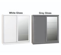 Seconique Nevada 2 Door Sliding Wardrobe With Mirror In White Gloss Finish