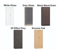 Seconique Nevada 2 Door 1 Drawer Wardrobe Black Wood Grain Effect