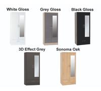 Seconique Nevada Mirrored Wardrobe 2 Door 1 Drawer Wardrobe Sonoma Oak Effect