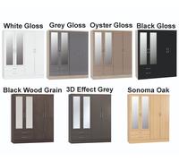Seconique Nevada 4 Door 2 Drawer Mirrored Wardrobe In Sonoma Oak Effect Finish