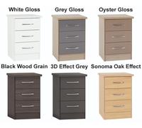 Seconique Nevada 3 Drawer Bedside Black Wood Grain Effect