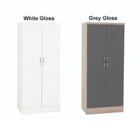 Seconique Nevada 2 Door All Hanging Wardrobe In White Gloss Finish