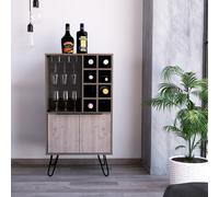Nevada Medium Wine Cabinet with Hairpin Legs, Oak